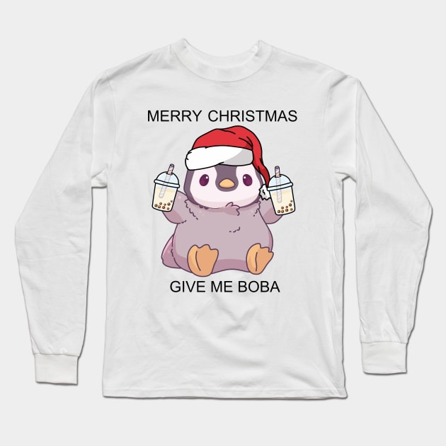 Christmas Cute Little Pengu wants Boba Long Sleeve T-Shirt by SirBobalot